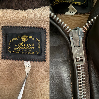 Vintage Leather Bomber Flight Jacket – Size 40US / 50EU – Made in USA-AJ357 Studio