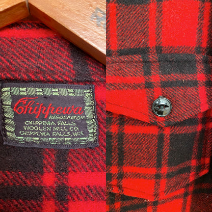 Size Small, 50s Chippewa wool shirt made in USA buffalo plaid-AJ357 Studio
