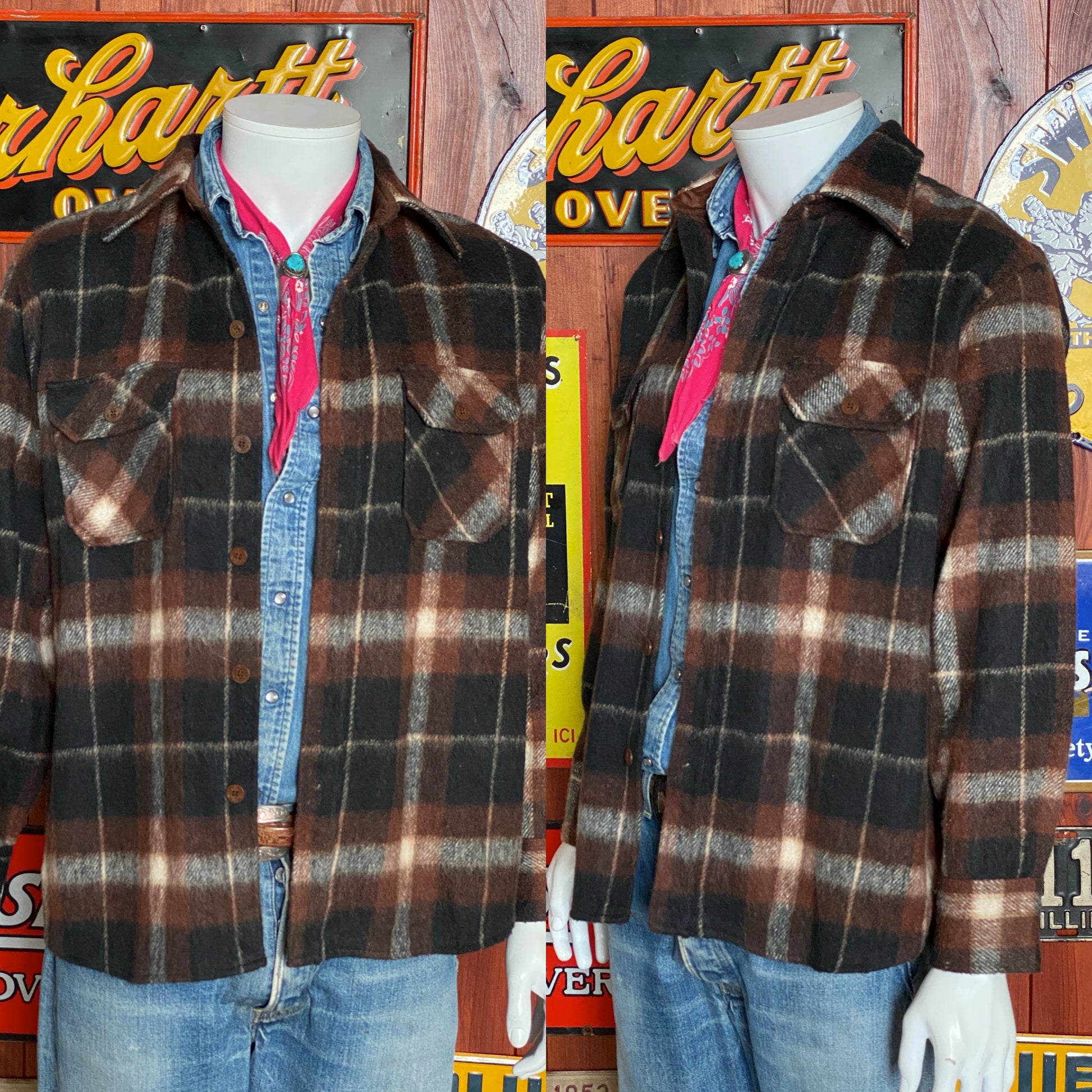 Size Large 80s Heavy Plaid Shirt | Vintage Retro Style