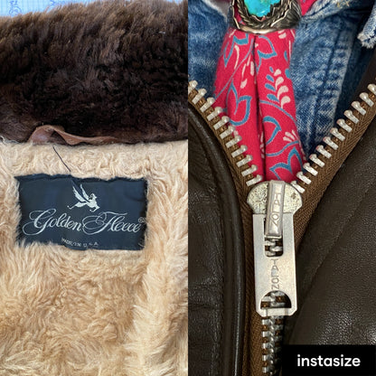 Golden Fleece Size 42 Vintage Leather Bomber Jacket - Made in USA-AJ357 Studio