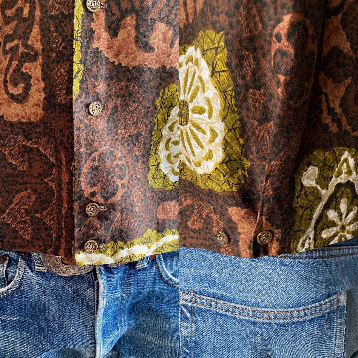 Large . Vintage 60s Hawaiian satin cotton shirt Made in Hawaii-AJ357 Studio