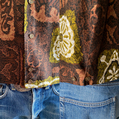 Large . Vintage 60s Hawaiian satin cotton shirt Made in Hawaii-AJ357 Studio