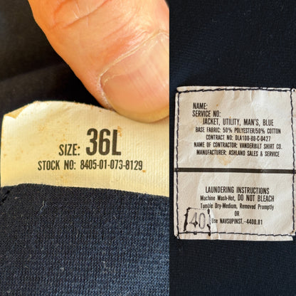 Size 36UE / 46EU . Vintage 1988 US Navy Utility Jacket – Made in USA-AJ357 Studio