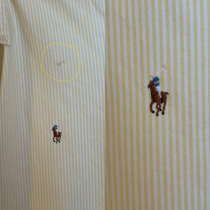 Ralph Lauren Yarmouth Shirt 14.5/32 Yellow Stripe 100% Cotton Oxford