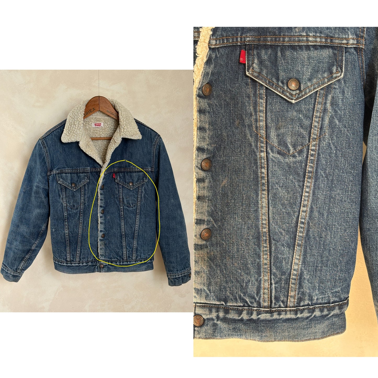 Size 38US / 48EU. 2 pockets Vintage 70s Levis fleece Jacket Made in USA-AJ357 Studio