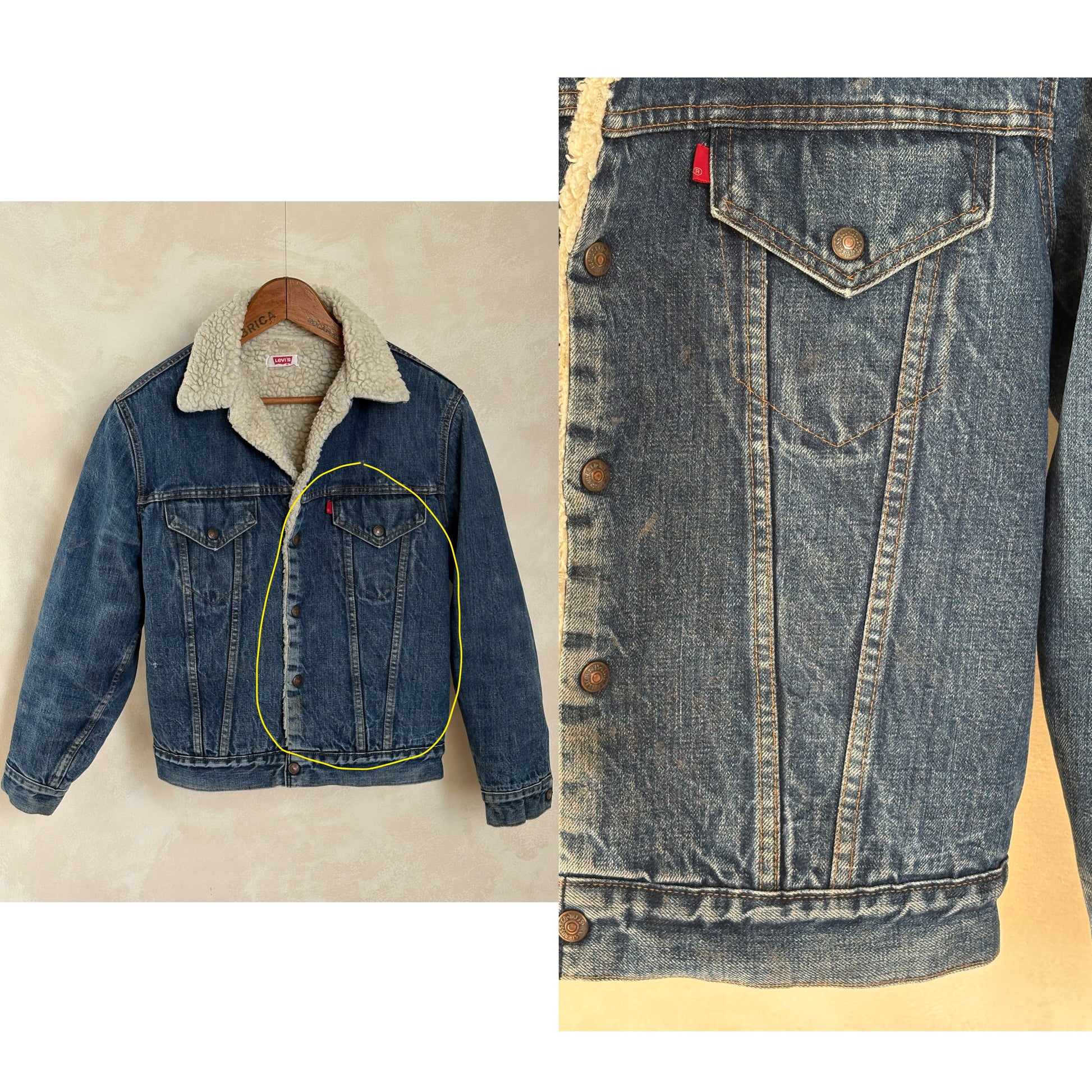Size 38US / 48EU. 2 pockets Vintage 70s Levis fleece Jacket Made in USA-AJ357 Studio