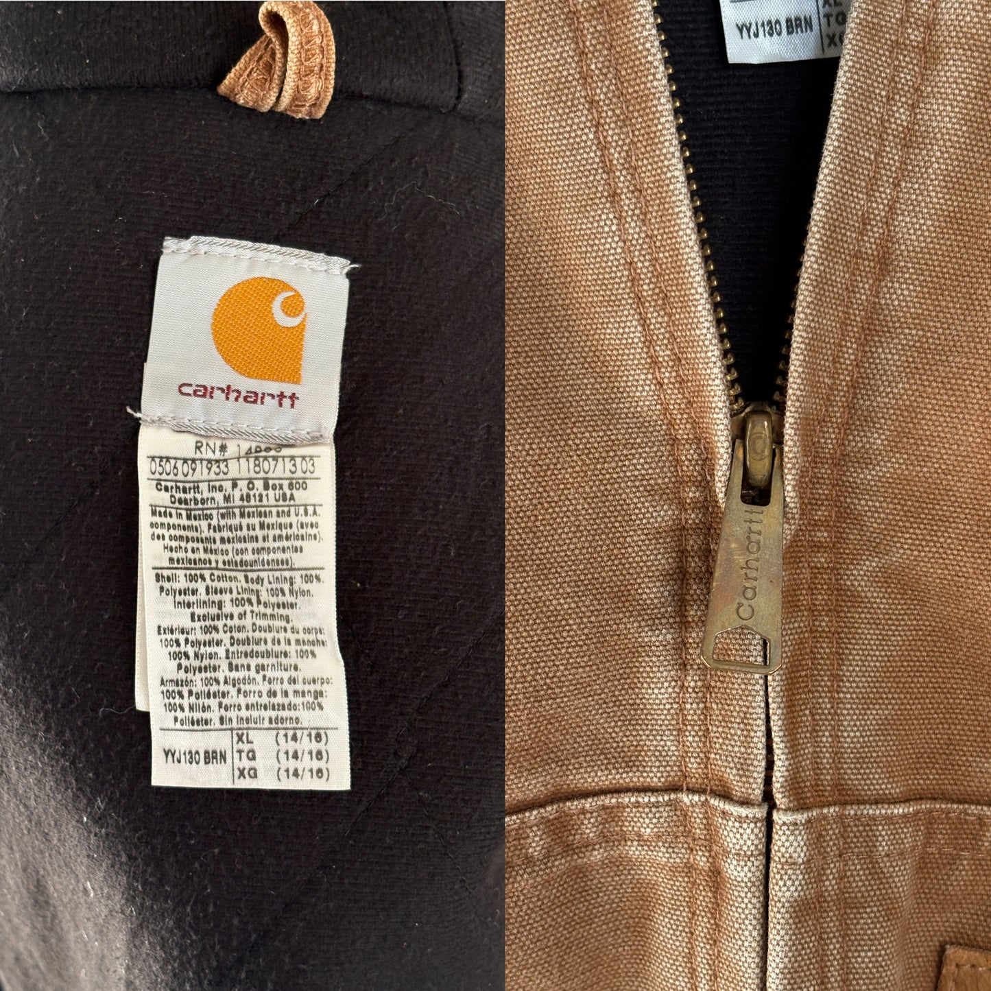 Vintage 90s Carhartt Hooded Jacket Made in Mexico – Workwear Coat- Sz Youth XL-AJ357 Studio-AJ357 Studio