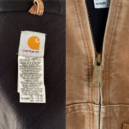 Vintage 90s Carhartt Hooded Jacket Made in Mexico – Workwear Coat- Sz Youth XL-AJ357 Studio-AJ357 Studio