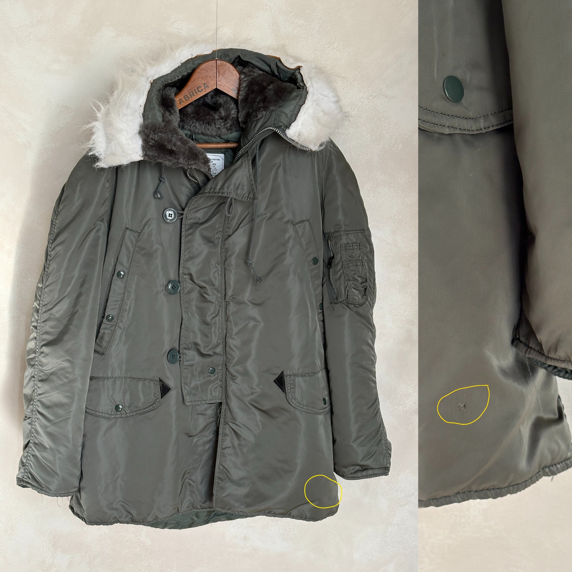 Alpha Industries N-3B Flight Jacket Parka — Extreme Cold Weather — Size Large-AJ357 Studio-AJ357 Studio