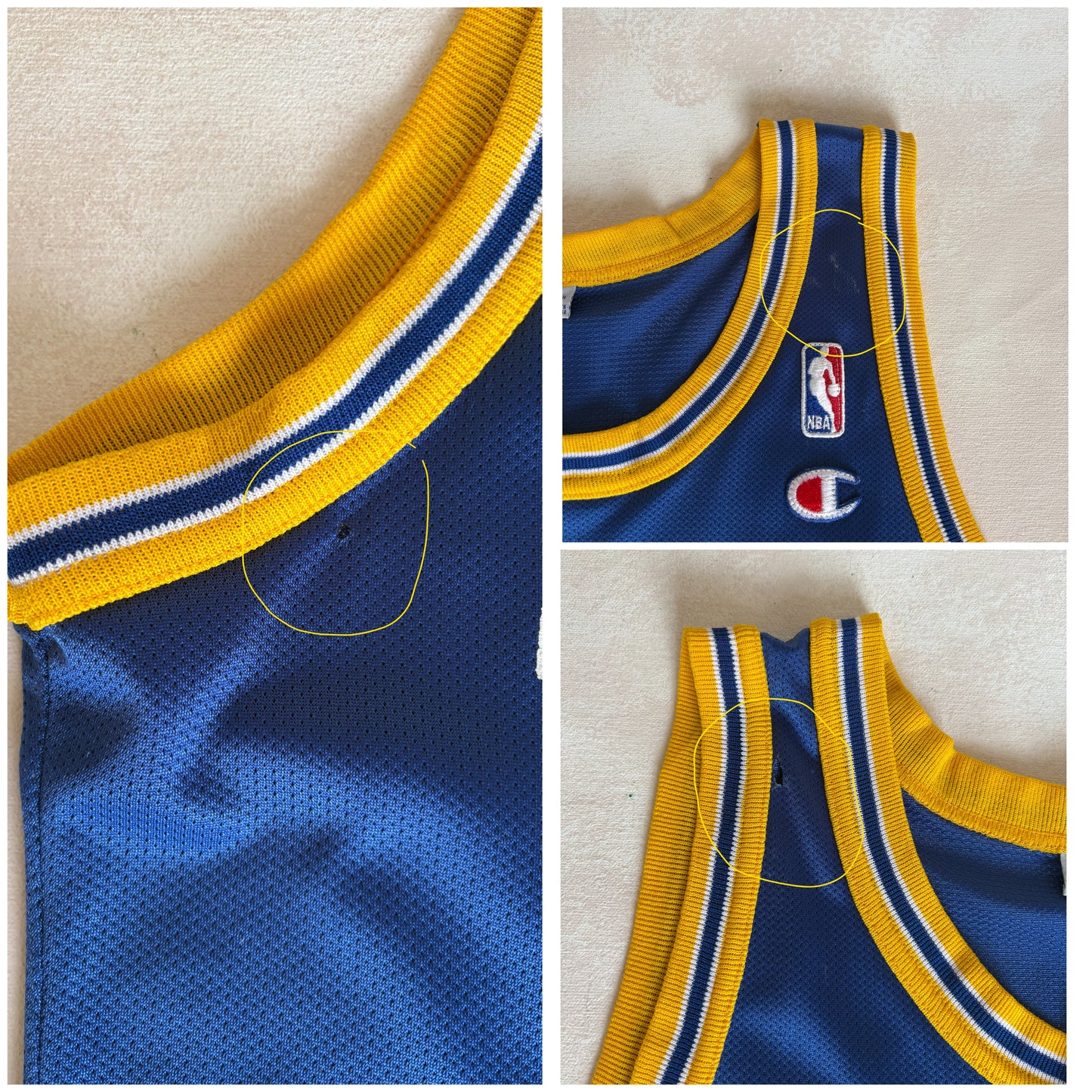 Champion Golden State Warriors Tim Hardaway #10 Jersey Size 44 Blue Yellow Mesh 90s NBA