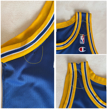 Champion Golden State Warriors Tim Hardaway #10 Jersey Size 44 Blue Yellow Mesh 90s NBA