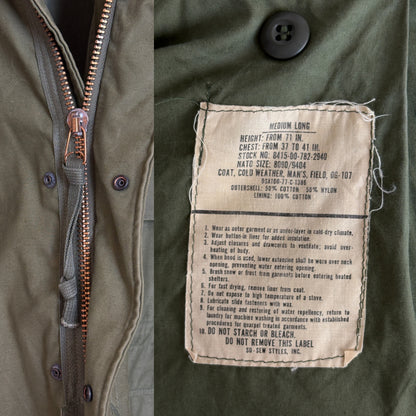 Med Long. Authentic 1977 US Army M-65 Field Jacket – Original Military Issue-AJ357 Studio