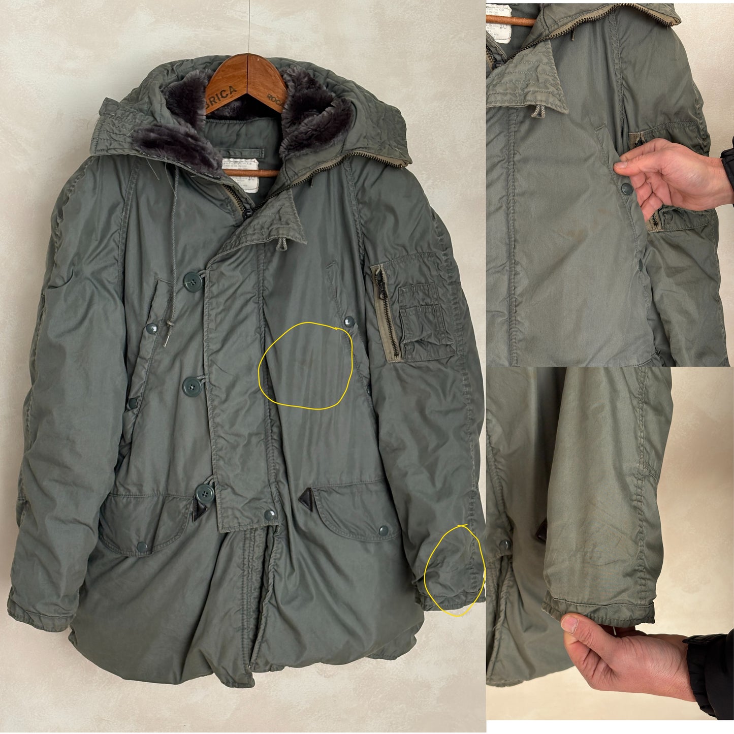 Authentic 1980 US Air Force N-3B Flight Jacket Parka — Extreme Cold Weather — Size Small