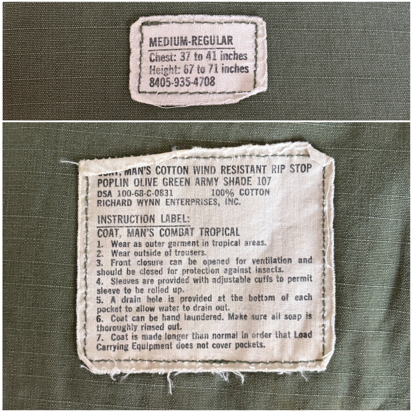 Med Reg. Authentic Third Pattern 1968 US Army Vintage Vietnam jungle jacket.
