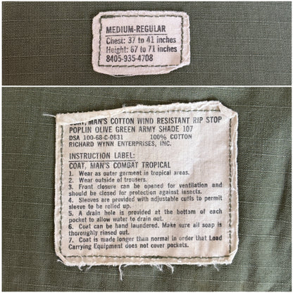 Med Reg. Authentic Third Pattern 1968 US Army Vintage Vietnam jungle jacket.