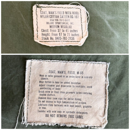 Size Med Reg. Authentic 1970 M-65 US Army Field Jacket | OG-107 Military Issue