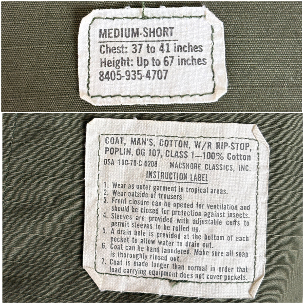Med Short. Authentic 1970 US Army Vintage Vietnam jungle jacket.-AJ357 Studio