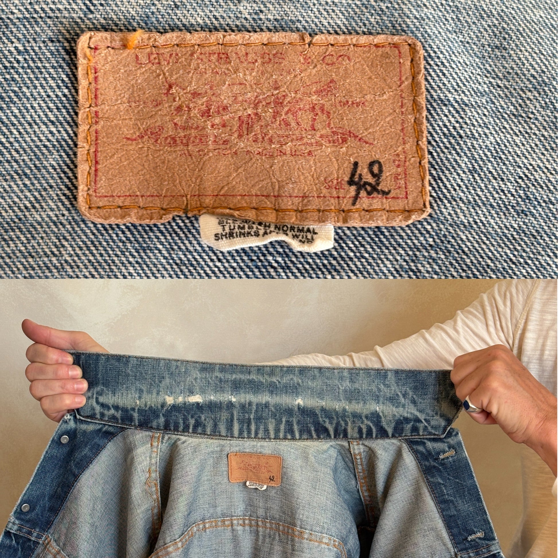 Size 42US / 52EU. Vintage late 70s 70505 Levis 2 pockets made in USA - USA Vintage Bcn