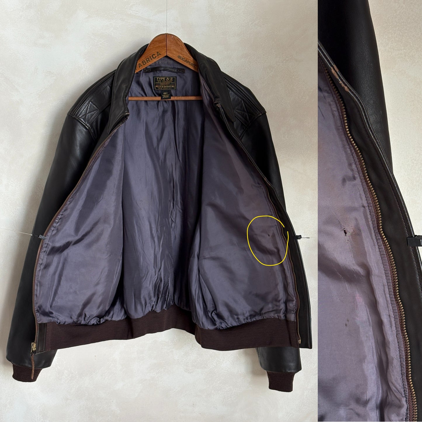 Willis & Geiger Type A-2 Leather Flight Jacket - USA Made - Dark Brown - Size 48T (Tall)-AJ357 Studio-AJ357 Studio