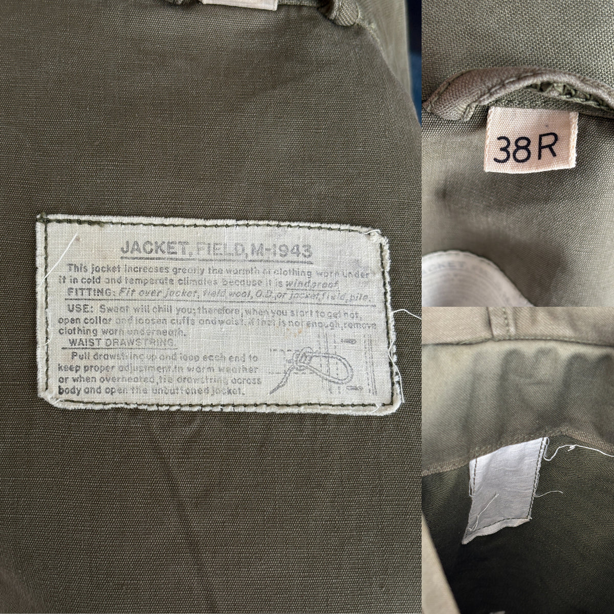 38 Reg Authentic US Army M-43 Field Jacket – OG-107 – Vintage Military Issue Made USA-AJ357 Studio