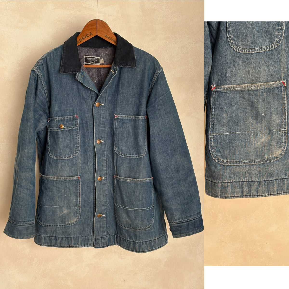Vintage Sears Denim Chore Jacket – Lined – Made in USA – Size Large – 1970s Workwear Style-AJ357 Studio