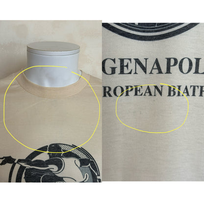 Vintage 1990 Skagenapoli Trans-European Biathlon T-Shirt – Denmark to Italy Route Map Tee. Large-AJ357 Studio