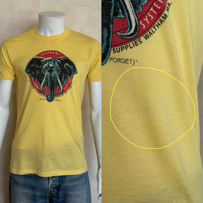 Vintage Elephant Memory Systems tee – rare 80s computer supply promo with classic nerd humor. Med-AJ357 Studio