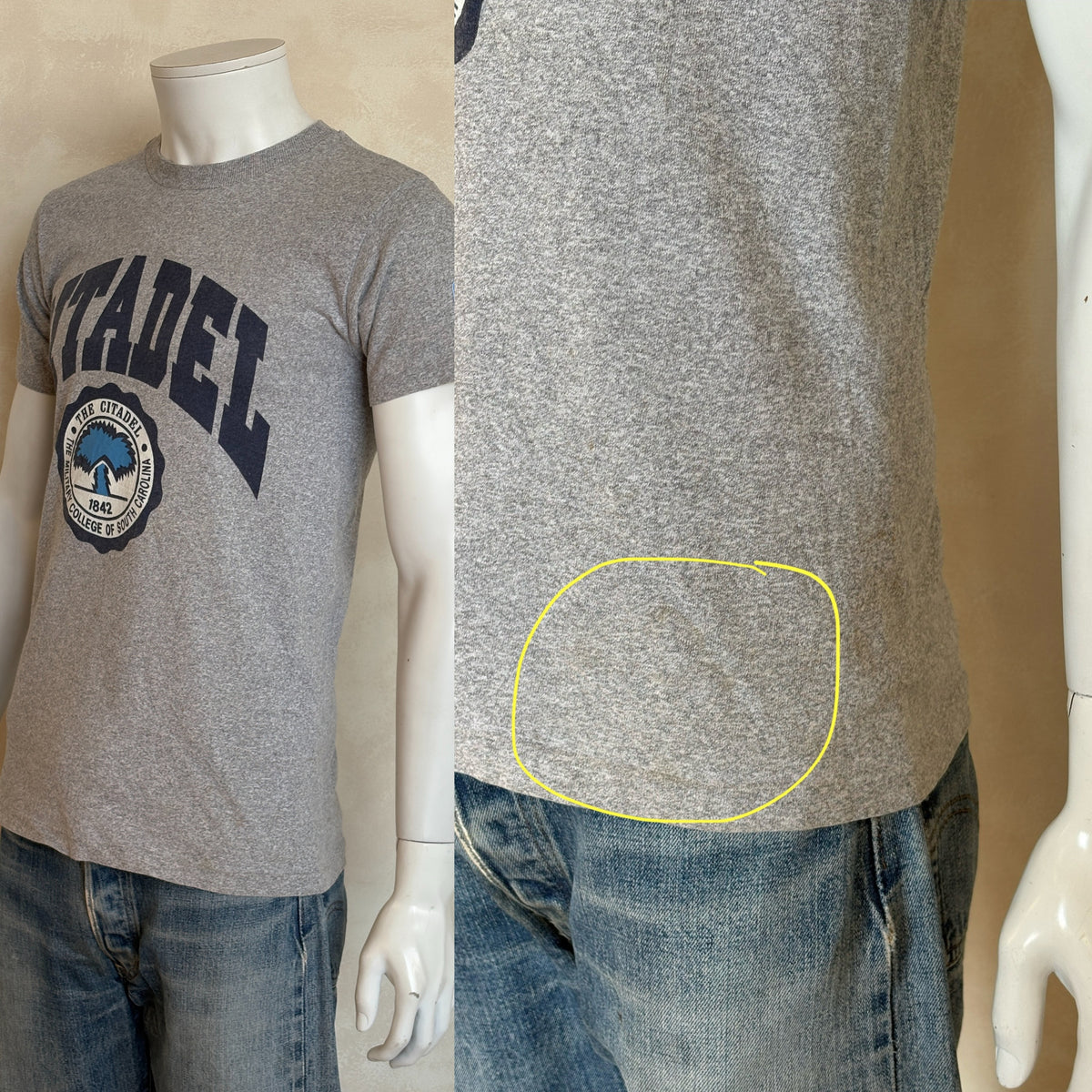 Vintage 80s Citadel tee – classic military college style from South Carolina’s iconic institution. Small-AJ357 Studio