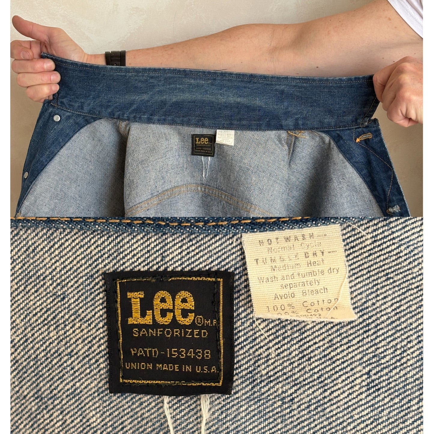 Vintage 70s Lee Union Made Denim Jacket | 2 Pockets | Made in USA | Size 44US / 54EU | Classic Blue Jean Workwear | AJ357 Studio