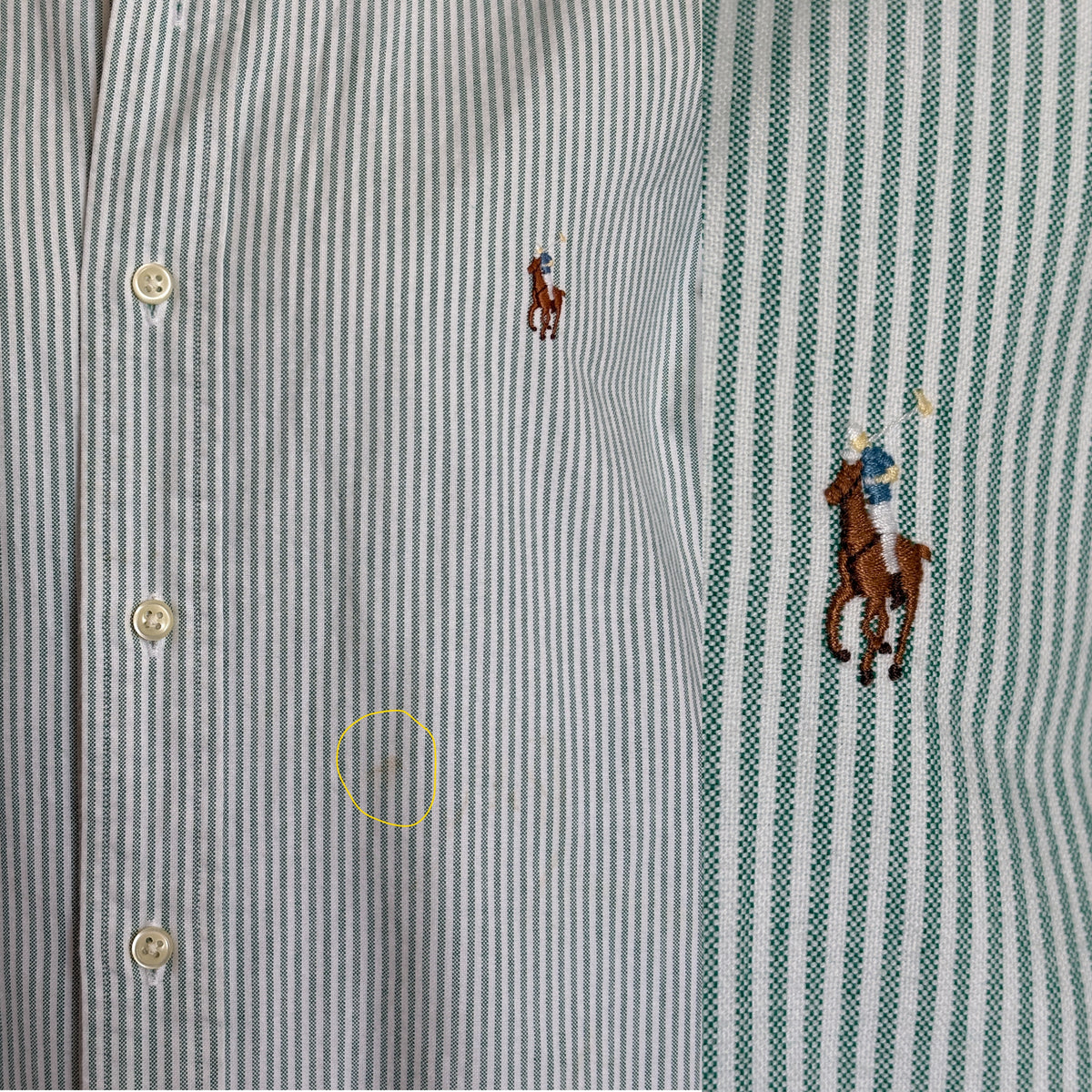 Ralph Lauren BLAKE Shirt Large Green White Striped Cotton Button Down-AJ357 Studio