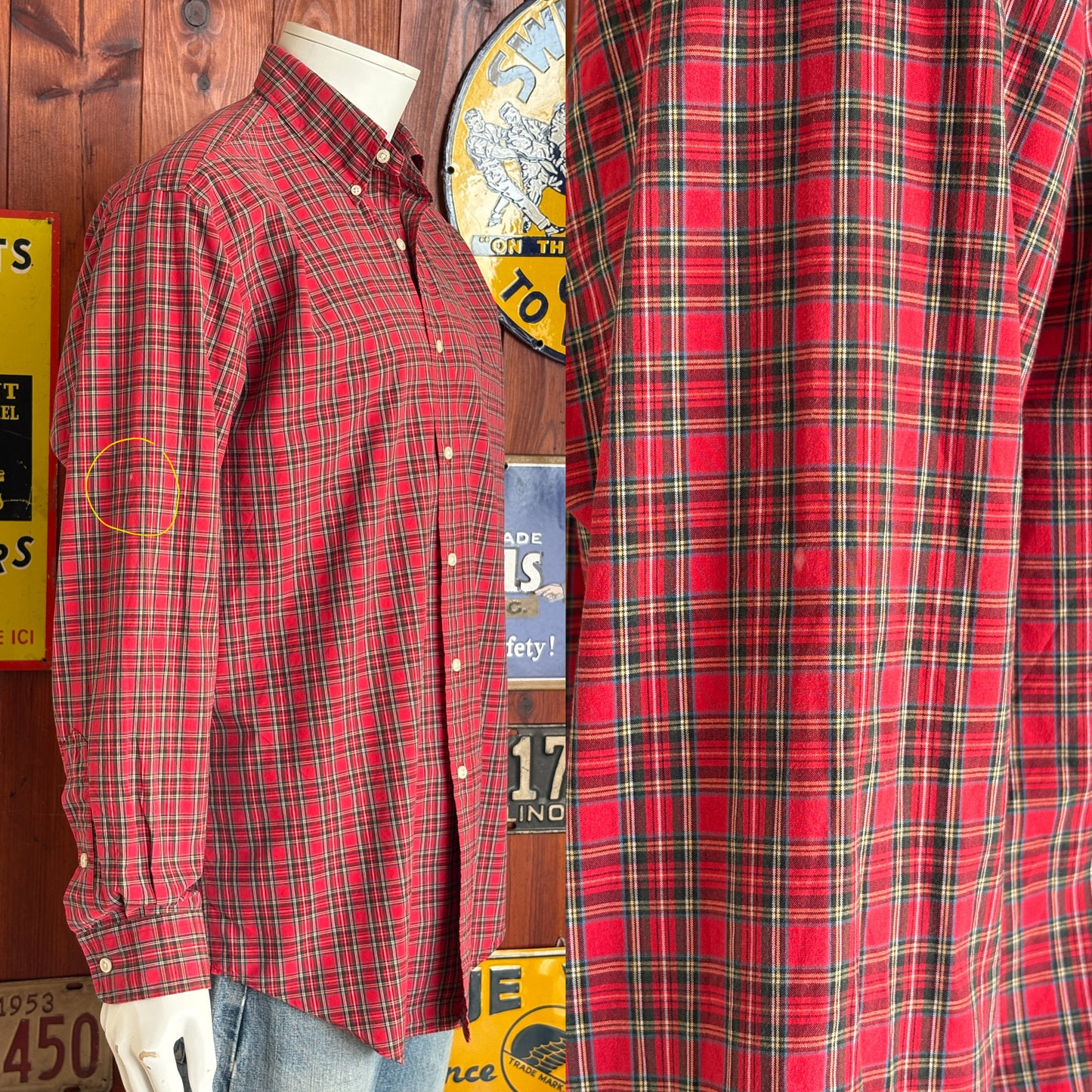 Ralph Lauren BLAKE Shirt Medium Red Plaid Cotton Button Down