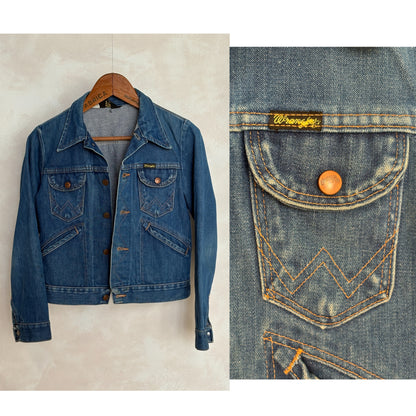 Size 16 . Vintage 70s Wrangler Denim Jacket – 4 Pockets – Made in USA-AJ357 Studio