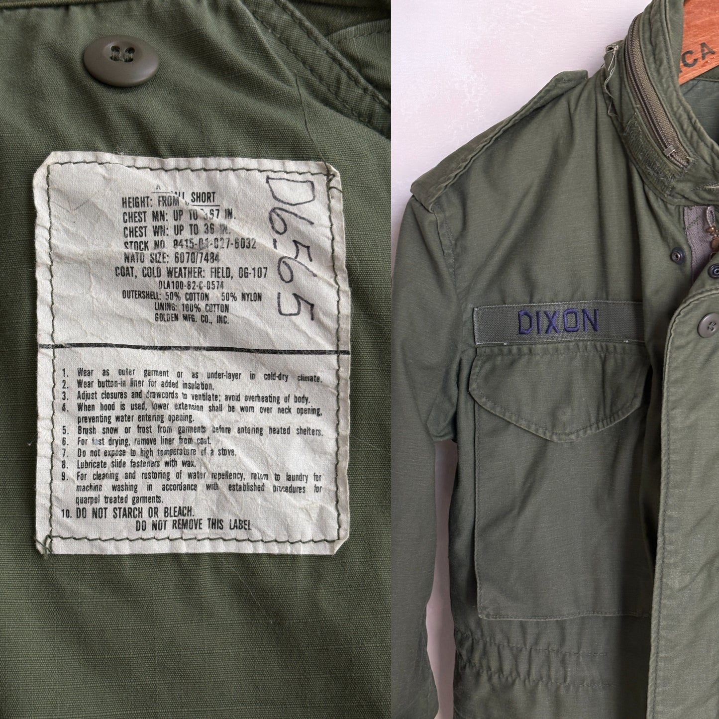 X Small Short. Authentic 1982 US Army M-65 field jacket Military - USA Vintage Bcn