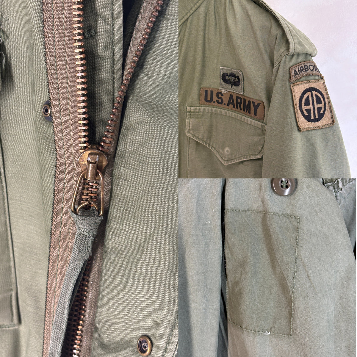 Small Reg. Authentic 82nd Airborne Division US army M-65 field jacket. Military-AJ357 Studio