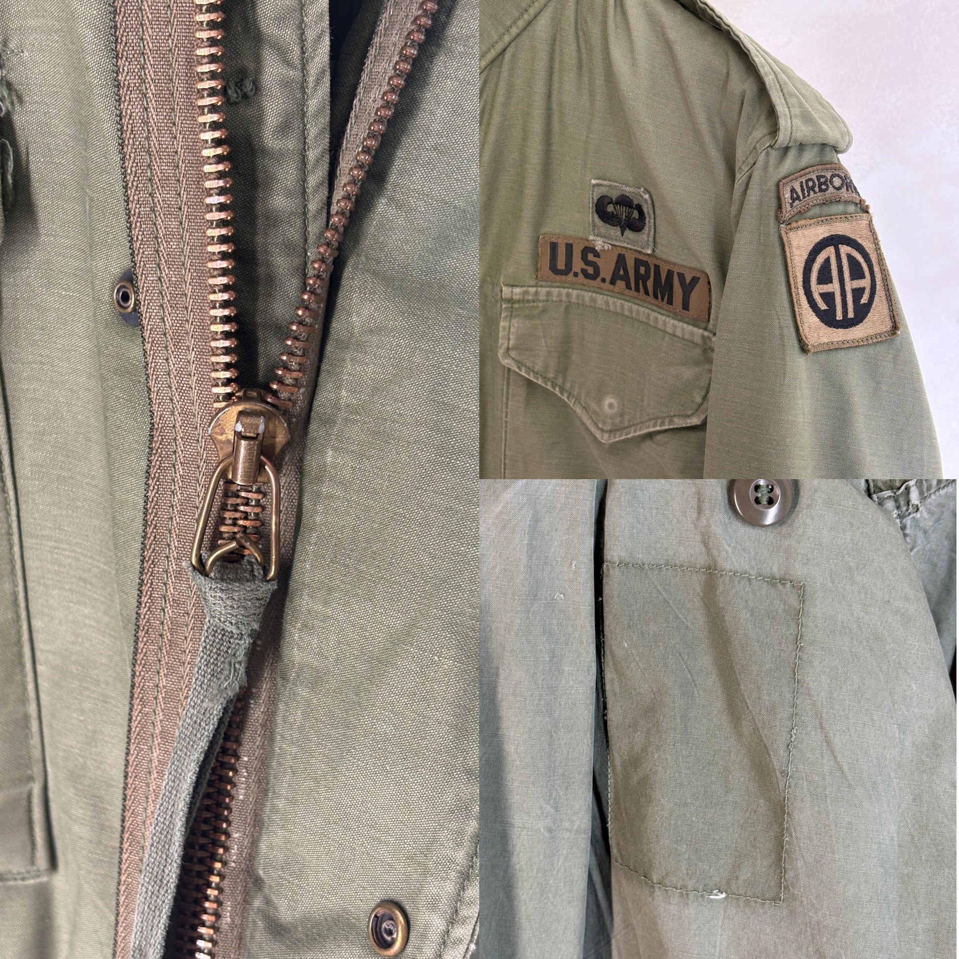 Small Reg. Authentic 82nd Airborne Division US army M-65 field jacket. Military - USA Vintage Bcn