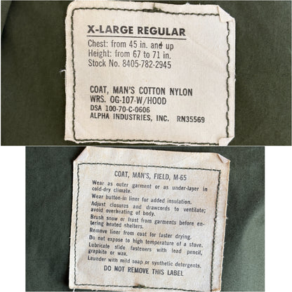 Vintage 1970 M-65 Field Jacket US Air Force Alpha Industries – XL