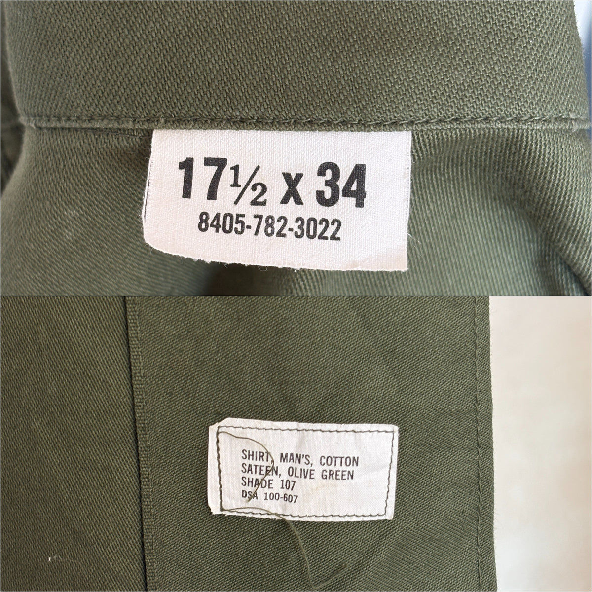 XL, Authentic 1966 US Army OG-107 Fatigue Shirt – Vietnam War Era-AJ357 Studio