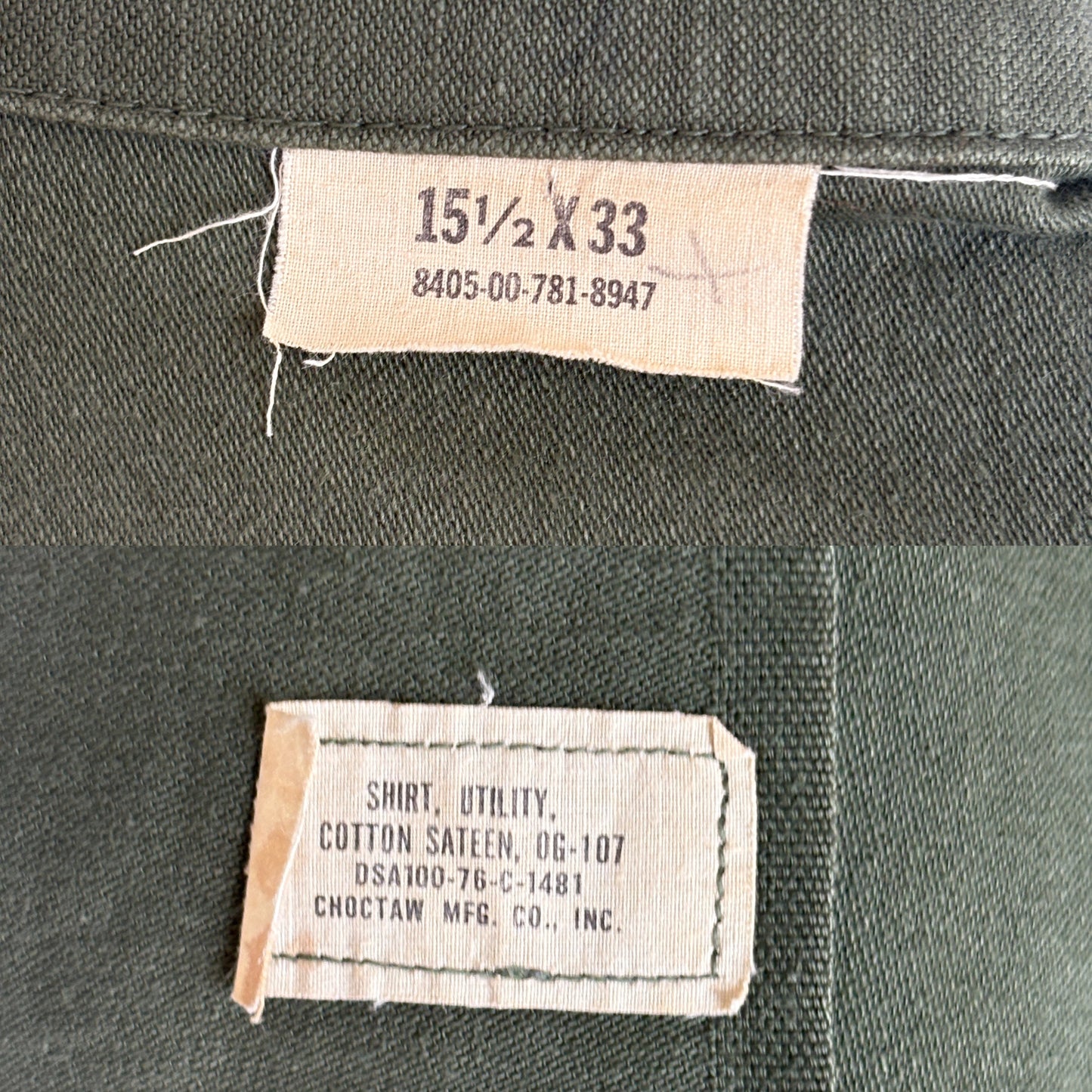 Med. Authentic 1976 US Air Force OG-107 Fatigue Shirt – Military