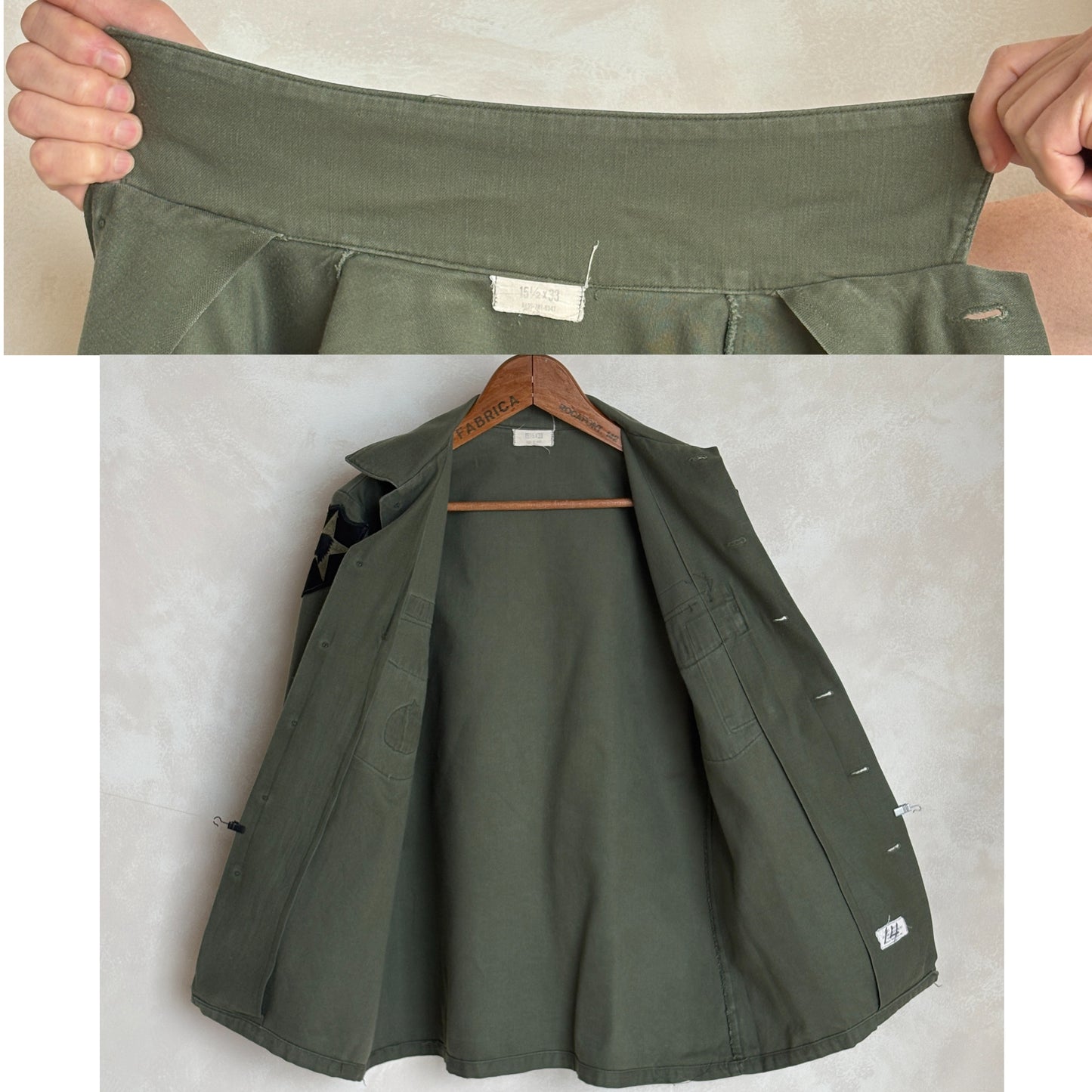 Med. Authentic 1966 Vintage U.S. Army 1st Infantry Division OG-107 Utility Shirt