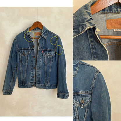 Size 36US / 46EU . Vintage Early 70s 2 pocket Levi’s Denim Jacket 70505 – Single Stitch, Made in USA-AJ357 Studio