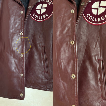 Size 44US / 54EU  Vintage Varsity Leather Jacket – Canadian Made – College Style