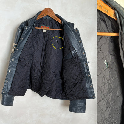 Size Large. Vintage University of Toronto Leather Varsity Jacket 1970s — Canadian College Bomber — RX Pharmacy Faculty — Made in Canada-AJ357 Studio