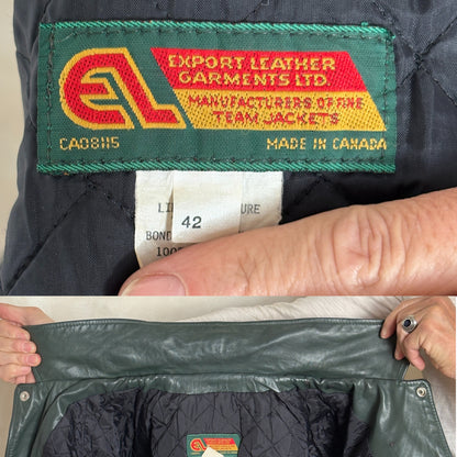 Size 42US / 52EU Vintage 89/90 Sir James Dunn Eagles Leather Varsity Jacket — Canadian High School Football — Made in Canada-AJ357 Studio