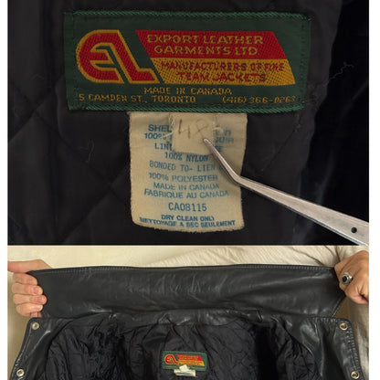 Size 48 US / 58 EU · Vintage 90s Leather College Jacket — Brock University Bomber Canadian Varsity-AJ357 Studio