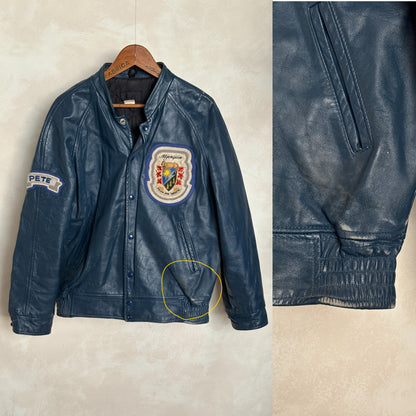 Size 42US / 52EU Vintage 1980s Algonquin College Leather Varsity Jacket — Business Department Bomber — Canadian University Jacket-AJ357 Studio