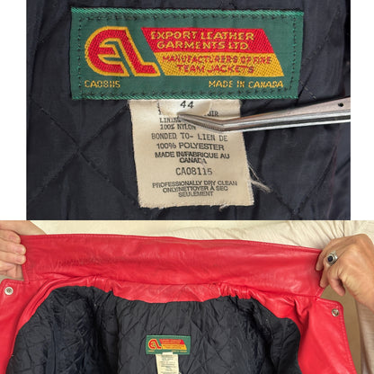 Size 44US / 54EU Vintage Leather Hockey Jacket Men’s Size 44 – Soft Canadian Leather – Made in Canada-AJ357 Studio