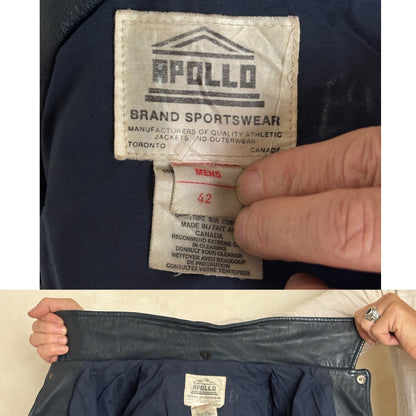 Size 42US / 52EU Vintage 1990 Loyalist College Varsity Leather Jacket — Construction Engineering Program — Made in Canada-AJ357 Studio