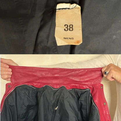 Size 38US / 48EU. Vintage 1970s Redmen Leather Varsity Jacket — St. Boniface College Style — Canadian Sports Team Bomber #29 SB Patch-AJ357 Studio