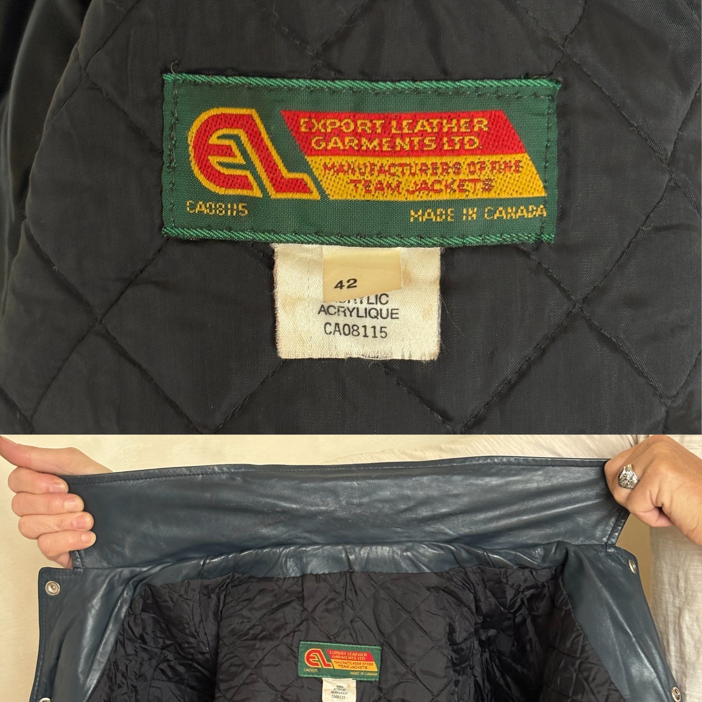Size 42US / 52EU  Vintage Leather Hockey Jacket – Soft Canadian Leather – Made in Canada