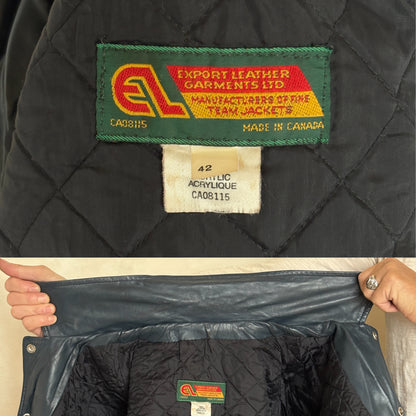 Size 42US / 52EU Vintage Leather Hockey Jacket – Soft Canadian Leather – Made in Canada-AJ357 Studio